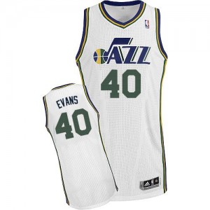 Maillot NBA Authentic Jeremy Evans #40 Utah Jazz Home Blanc - Homme