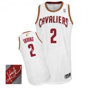 Maillot Adidas Blanc Home Autographed Authentic Cleveland Cavaliers - Kyrie Irving #2 - Homme