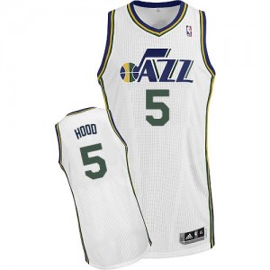 Maillot NBA Blanc Rodney Hood #5 Utah Jazz Home Authentic Homme Adidas