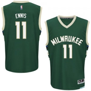 Maillot Adidas Vert Road Authentic Milwaukee Bucks - Tyler Ennis #11 - Homme