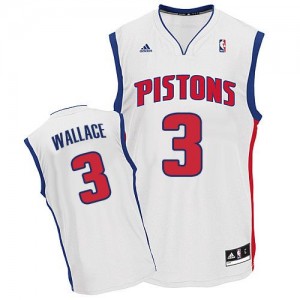 Detroit Pistons Ben Wallace #3 Home Swingman Maillot d'équipe de NBA - Blanc pour Homme