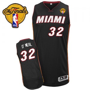 Maillot Swingman Miami Heat NBA Road Finals Patch Noir - #32 Shaquille O'Neal - Homme