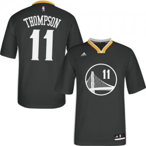 Maillot NBA Golden State Warriors #11 Klay Thompson Noir Adidas Authentic Alternate - Femme