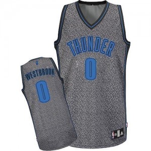 Maillot Authentic Oklahoma City Thunder NBA Static Fashion Gris - #0 Russell Westbrook - Homme
