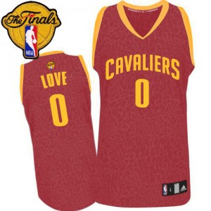 Maillot NBA Cleveland Cavaliers #0 Kevin Love Rouge Adidas Authentic Crazy Light 2015 The Finals Patch - Homme