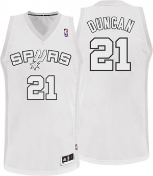 San Antonio Spurs Tim Duncan #21 Winter On-Court Authentic Maillot d'équipe de NBA - Blanc pour Homme