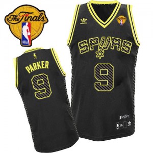 San Antonio Spurs #9 Adidas Electricity Fashion Finals Patch Noir Swingman Maillot d'équipe de NBA Vente pas cher - Tony Parker pour Homme