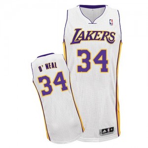 Los Angeles Lakers #34 Adidas Alternate Blanc Authentic Maillot d'équipe de NBA Vente pas cher - Shaquille O'Neal pour Homme