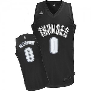 Maillot NBA Noir Blanc Russell Westbrook #0 Oklahoma City Thunder Swingman Homme Adidas