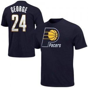 Tee-Shirt NBA Indiana Pacers #24 Paul George Marine Adidas Game Time - Homme