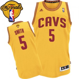 Maillot NBA Or J.R. Smith #5 Cleveland Cavaliers Alternate 2015 The Finals Patch Authentic Homme Adidas