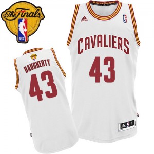 Maillot NBA Blanc Brad Daugherty #43 Cleveland Cavaliers Home 2015 The Finals Patch Swingman Homme Adidas