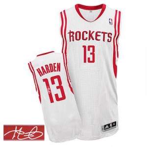 Maillot NBA Authentic James Harden #13 Houston Rockets Home Autographed Blanc - Homme