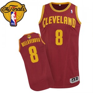 Maillot NBA Vin Rouge Matthew Dellavedova #8 Cleveland Cavaliers Road 2015 The Finals Patch Authentic Homme Adidas