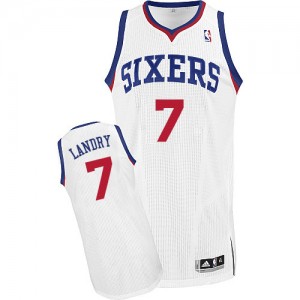 Maillot Adidas Blanc Home Authentic Philadelphia 76ers - Carl Landry #7 - Homme