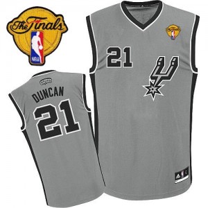 San Antonio Spurs #21 Adidas Alternate Finals Patch Gris argenté Authentic Maillot d'équipe de NBA Prix d'usine - Tim Duncan pour Enfants