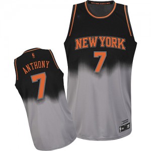 Maillot NBA New York Knicks #7 Carmelo Anthony Gris noir Adidas Authentic Fadeaway Fashion - Femme