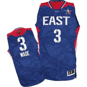 Maillot NBA Bleu Dwyane Wade #3 Miami Heat 2013 All Star Authentic Homme Adidas