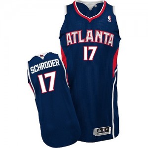 Atlanta Hawks Dennis Schroder #17 Road Authentic Maillot d'équipe de NBA - Bleu marin pour Homme