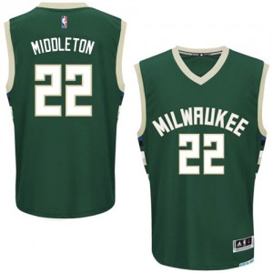 Maillot NBA Vert Khris Middleton #22 Milwaukee Bucks Road Authentic Homme Adidas