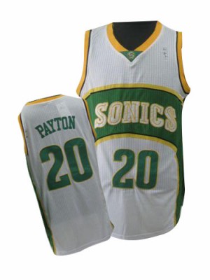 Maillot NBA Oklahoma City Thunder #20 Gary Payton Blanc Adidas Swingman Throwback SuperSonics - Homme