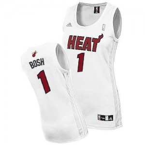 Miami Heat Chris Bosh #1 Home Swingman Maillot d'équipe de NBA - Blanc pour Femme