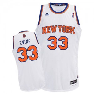 Maillot NBA New York Knicks #33 Patrick Ewing Blanc Adidas Swingman Home - Homme
