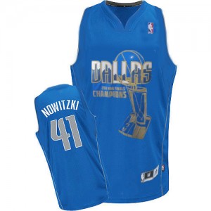 Maillot Authentic Dallas Mavericks NBA Finals Champions Bleu - #41 Dirk Nowitzki - Homme