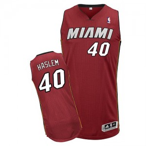 Maillot NBA Miami Heat #40 Udonis Haslem Rouge Adidas Authentic Alternate - Homme