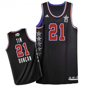 Maillot NBA Noir Tim Duncan #21 San Antonio Spurs 2015 All Star Authentic Homme Adidas