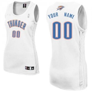 Oklahoma City Thunder Personnalisé Adidas Home Blanc Maillot d'équipe de NBA Braderie - Authentic pour Femme