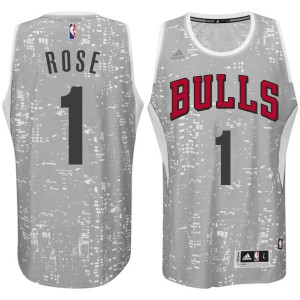 Maillot NBA Authentic Derrick Rose #1 Chicago Bulls City Light Gris - Homme