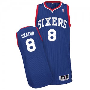 Maillot NBA Philadelphia 76ers #8 Jahlil Okafor Bleu royal Adidas Authentic Alternate - Homme