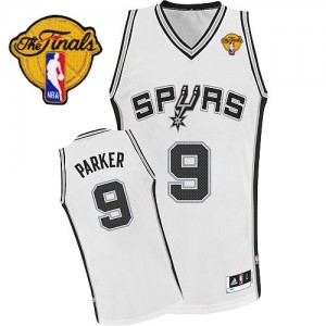 Maillot NBA Blanc Tony Parker #9 San Antonio Spurs Home Finals Patch Authentic Enfants Adidas