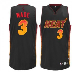Miami Heat Dwyane Wade #3 Vibe Authentic Maillot d'équipe de NBA - Noir pour Homme