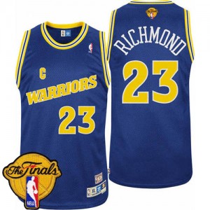 Maillot NBA Bleu Mitch Richmond #23 Golden State Warriors Throwback 2015 The Finals Patch Authentic Homme Adidas