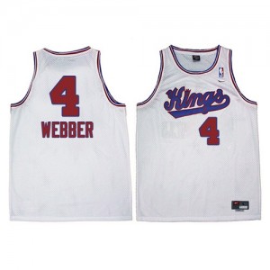 Maillot NBA Sacramento Kings #4 Chris Webber Blanc Adidas Authentic New Throwback - Homme