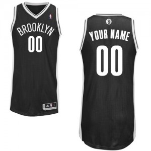 Brooklyn Nets Authentic Personnalisé Road Maillot d'équipe de NBA - Noir pour Enfants
