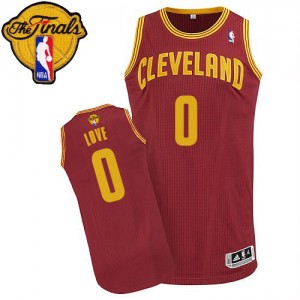 Maillot NBA Cleveland Cavaliers #0 Kevin Love Vin Rouge Adidas Authentic Road 2015 The Finals Patch - Homme