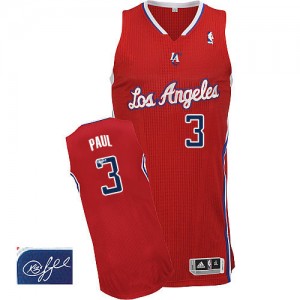 Maillot NBA Los Angeles Clippers #3 Chris Paul Rouge Adidas Authentic Road Autographed - Homme