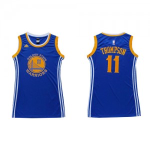 Maillot NBA Bleu Klay Thompson #11 Golden State Warriors Dress Swingman Femme Adidas