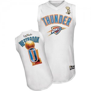 Maillot NBA Blanc Russell Westbrook #0 Oklahoma City Thunder 2012 Finals Authentic Homme Adidas