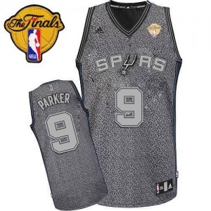San Antonio Spurs #9 Adidas Static Fashion Finals Patch Gris Swingman Maillot d'équipe de NBA sortie magasin - Tony Parker pour Homme