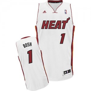 Maillot NBA Miami Heat #1 Chris Bosh Blanc Adidas Swingman Home - Homme