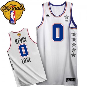 Maillot NBA Blanc Kevin Love #0 Cleveland Cavaliers 2015 All Star 2015 The Finals Patch Swingman Homme Adidas