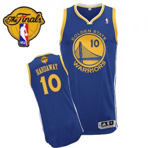 Maillot NBA Golden State Warriors #10 Tim Hardaway Bleu royal Adidas Authentic Road 2015 The Finals Patch - Homme