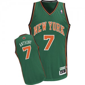 New York Knicks Carmelo Anthony #7 Authentic Maillot d'équipe de NBA - Vert pour Homme