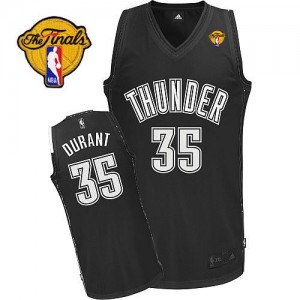 Maillot NBA Noir Kevin Durant #35 Oklahoma City Thunder Shadow Finals Patch Authentic Homme Adidas