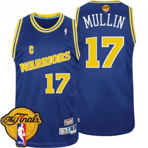 Golden State Warriors Chris Mullin #17 Throwback 2015 The Finals Patch Authentic Maillot d'équipe de NBA - Bleu pour Homme