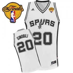 San Antonio Spurs #20 Adidas Home Finals Patch Blanc Swingman Maillot d'équipe de NBA Promotions - Manu Ginobili pour Enfants